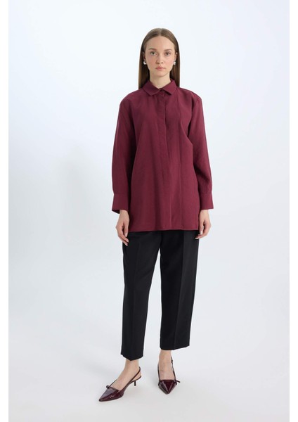 Relax Fit Modal Basic Düz Uzun Kollu Gömlek Tunik D8523AX24WN fiyatları