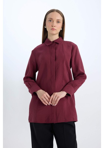 Relax Fit Modal Basic Düz Uzun Kollu Gömlek Tunik D8523AX24WN fırsatları