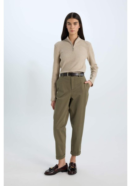 Slim Fit Dar Kesim Yarım Fermuarlı Tweed Uzun Kollu Tişört D5538AX24AU fiyatları