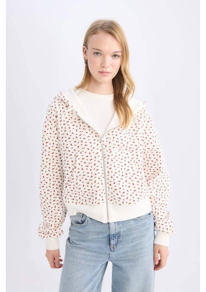 Coool Loose Fit Desenli Kalın Fermuarlı Sweatshirt E0105AX24WN fırsatları