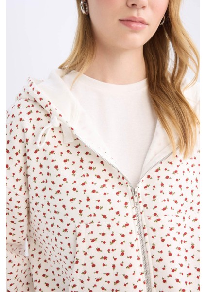 Coool Loose Fit Desenli Kalın Fermuarlı Sweatshirt E0105AX24WN indirimleri