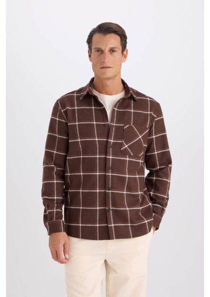 Regular Fit Polo Yaka Kareli Flanel Uzun Kollu Gömlek E2763AX24WN indirimleri