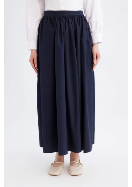 A Kesim Beli Fermuarlı Basic Düz Poplin Kumaş Maxi Etek E0464AX24AU indirimleri