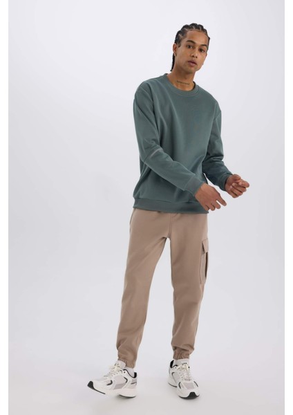 DeFacto Fit Standart Fit Bisiklet Yaka Basic Düz Sporcu Sweatshirt E0073AX24WN