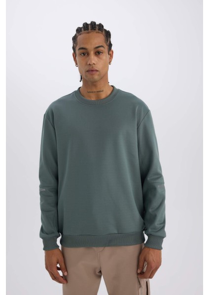 DeFacto Fit Standart Fit Bisiklet Yaka Basic Düz Sporcu Sweatshirt E0073AX24WN