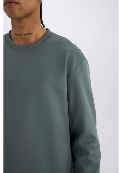 DeFacto Fit Standart Fit Bisiklet Yaka Basic Düz Sporcu Sweatshirt E0073AX24WN