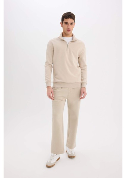 Regular Fit Eşofman Altı İçi Polarlı Basic Düz Cepli Beli Bağcıklı Düz Paça D7836AX25SP