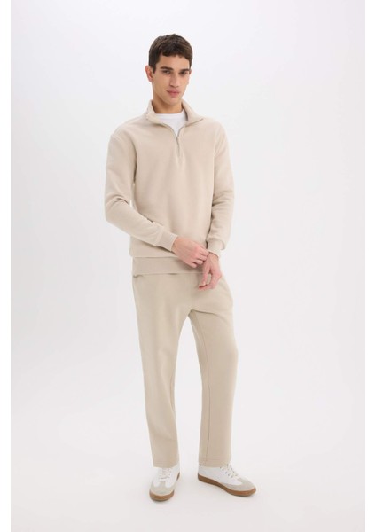 Regular Fit Eşofman Altı İçi Polarlı Basic Düz Cepli Beli Bağcıklı Düz Paça D7836AX25SP