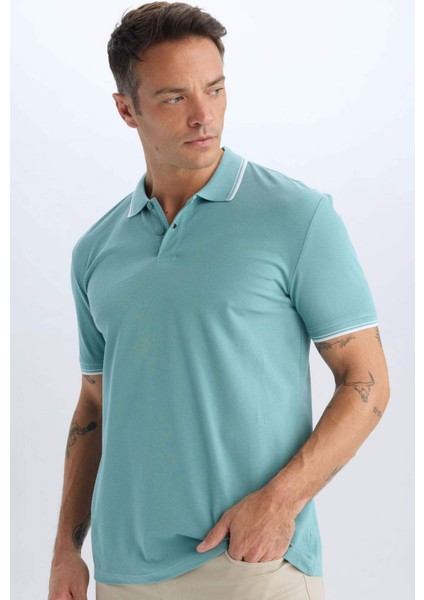 %100 Pamuk Regular Fit Basic Düz Kısa Kollu Polo Tişört E2310AX24AU