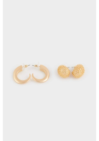 Kadın 2'li Mat Gold Küpe E1309AXNS