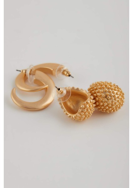 Kadın 2'li Mat Gold Küpe E1309AXNS modelleri