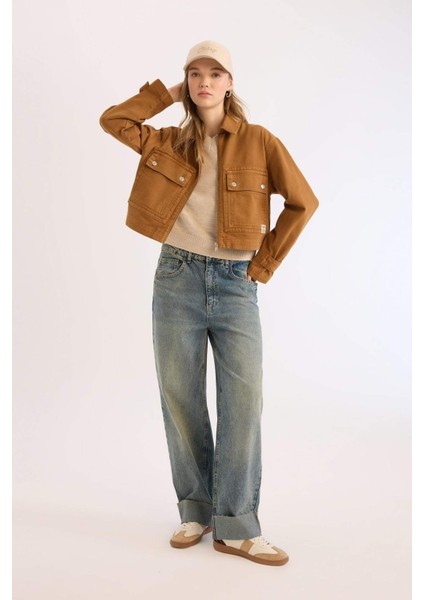 Coool Crop Dik Yaka Fermuarlı Cepli Gabardin Ceket E4029AX25SP fırsatları