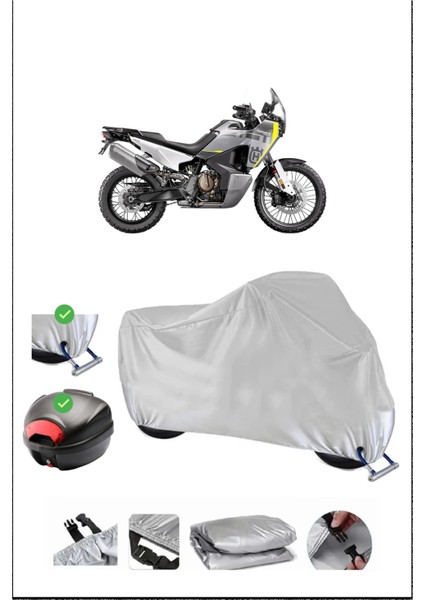 Husqvarna Norden 901 Için Arka Çanta Ve Kilit Uyumlu Gri Motosiklet Branda, Güvenli