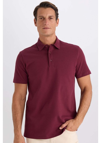 %100 Pamuk Regular Fit Kısa Kollu Basic Düz Polo Tişört E2348AX24AU