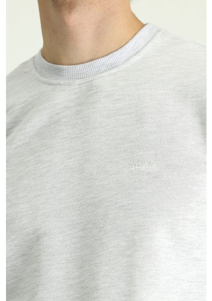 Bisiklet Yaka Regular Fit Nakışlı Pamuklu Sweatshirt