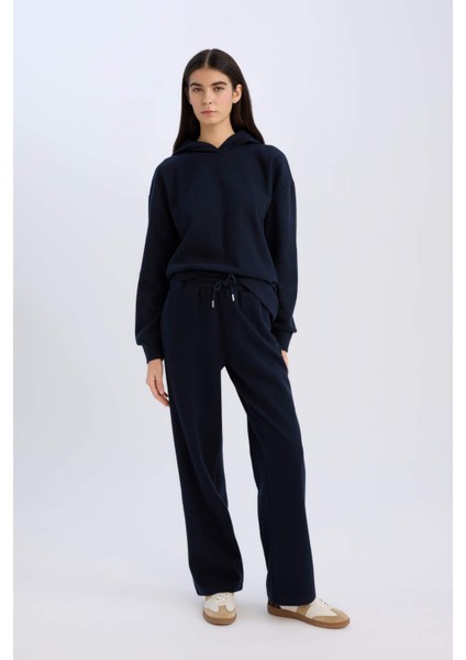 Wide Leg Kışlık Pantolon Geniş Bol Paça Beli Lastikli Bağcıklı Basic Düz Cepli E1998AX24WN