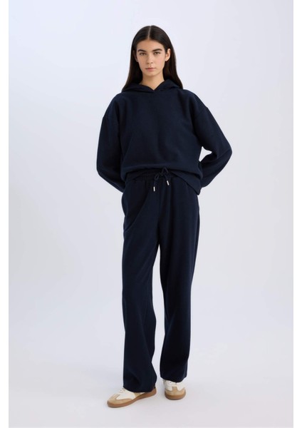 Wide Leg Kışlık Pantolon Geniş Bol Paça Beli Lastikli Bağcıklı Basic Düz Cepli E1998AX24WN