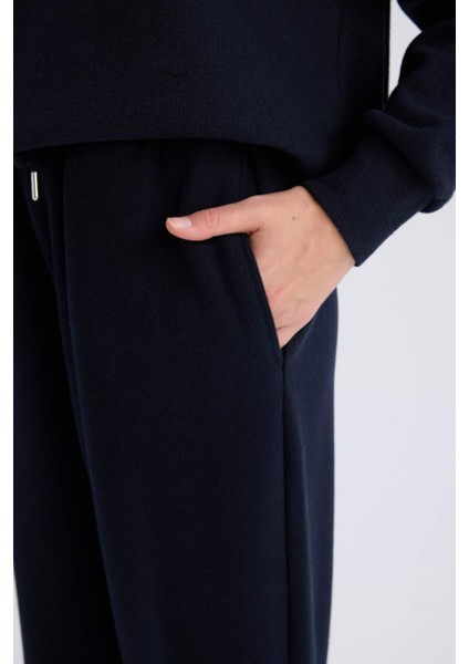 Wide Leg Kışlık Pantolon Geniş Bol Paça Beli Lastikli Bağcıklı Basic Düz Cepli E1998AX24WN