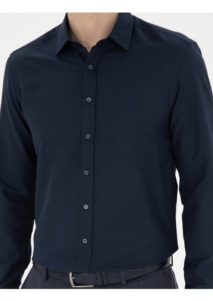 Erkek Lacivert Slim Fit Uzun Kollu Gömlek 50285594-VR033