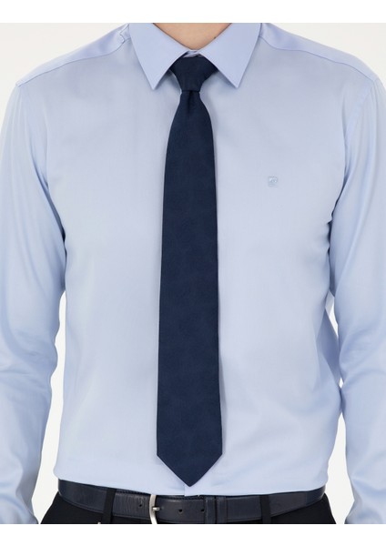 Erkek Koyu Mavi Slim Fit Uzun Kollu Basic Gömlek 50286102-VR032