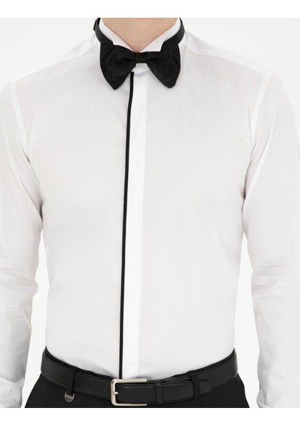 Erkek Beyaz Slim Fit Smokin Gömlek 50286241-VR013