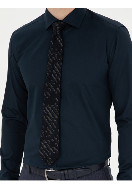 Erkek Lacivert Ex. Slim Fit Uzun Kollu Basic Gömlek 50286402-VR033