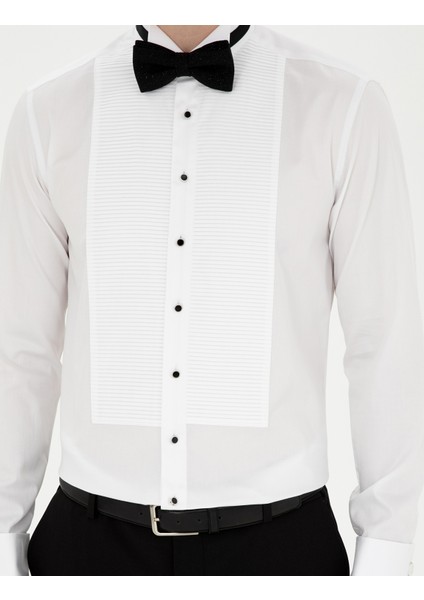 Erkek Beyaz Slim Fit Smokin Gömlek 50286245-VR013