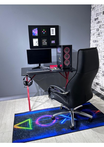Heygaming2 Profesyonel Oyuncu Masası Siyah Kırmızı 110 cm