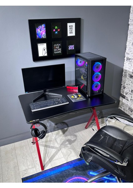 Heygaming2 Profesyonel Oyuncu Masası Siyah Kırmızı 110 cm