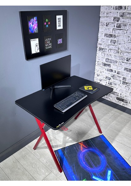 Heygaming2 Profesyonel Oyuncu Masası Siyah Kırmızı 110 cm