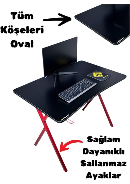 Heygaming2 Profesyonel Oyuncu Masası Siyah Kırmızı 110 cm