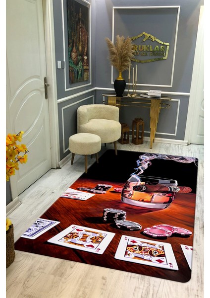 Kaymaz Taban Yıkanabilir Dijital Baskı Dekoratif Modern Desenli Dot Taban Halı CAS01