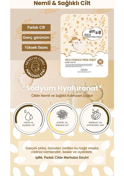 Kore Pirinç Maskesi Esfolio Rice Essence Sheet Mask Aydınlatıcı Kağıt Maske fiyatları