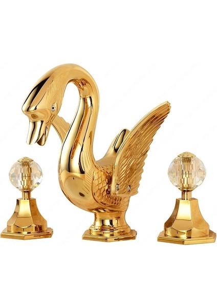Banyo Lavabo Bataryası Kuğu Gold Altın Dore 3 Lü Set Yeni Model İthal 7 Yıl Güvenceli