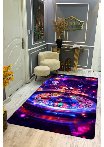 Kaymaz Taban Yıkanabilir Dijital Baskı Dekoratif Modern Desenli Dot Taban Halı CAS05