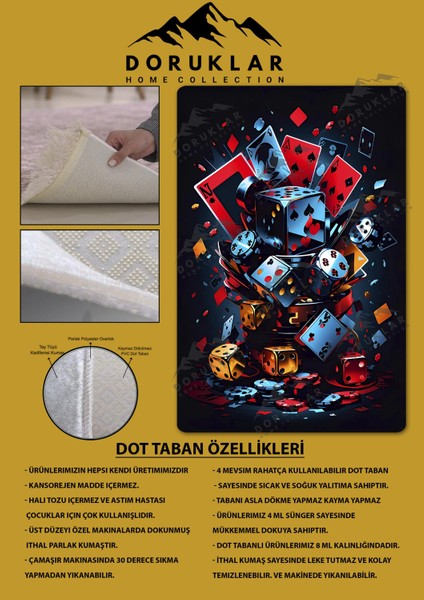 Kaymaz Taban Yıkanabilir Dijital Baskı Dekoratif Modern Desenli Dot Taban Halı CAS08