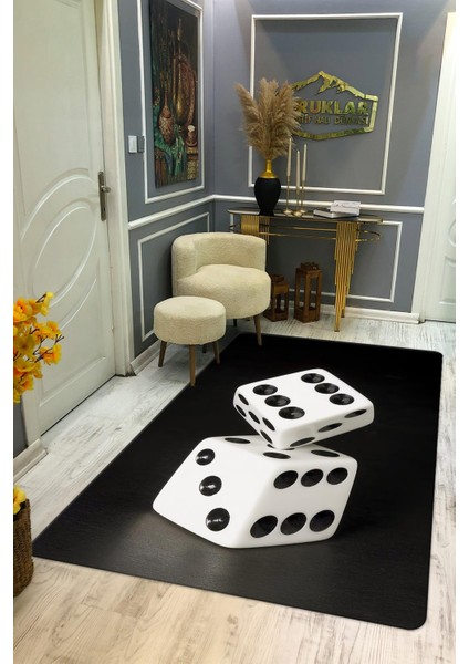 Kaymaz Taban Yıkanabilir Dijital Baskı Dekoratif Modern Desenli Dot Taban Halı CAS02