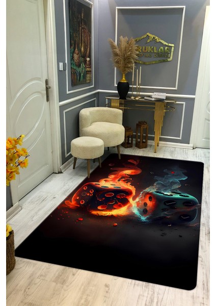 Kaymaz Taban Yıkanabilir Dijital Baskı Dekoratif Modern Desenli Dot Taban Halı CAS04