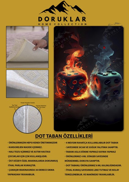 Kaymaz Taban Yıkanabilir Dijital Baskı Dekoratif Modern Desenli Dot Taban Halı CAS04