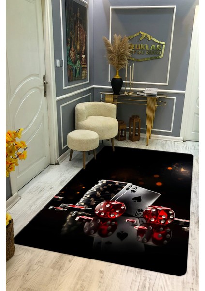 Kaymaz Taban Yıkanabilir Dijital Baskı Dekoratif Modern Desenli Dot Taban Halı CAS03