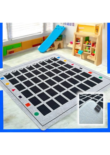 Preschool Coding Gri Dijital Eğitici Çocuk Halısı