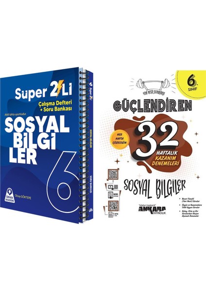 6. Sınıf Sosyal Bilgiler Seti ve Ankara Yayıncılık 32 Haftalık Deneme 2 Kitap