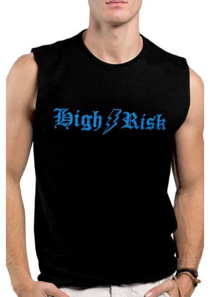 Yüksek Risk Siyah Erkek Kesik Kol / Kolsuz T-Shirt