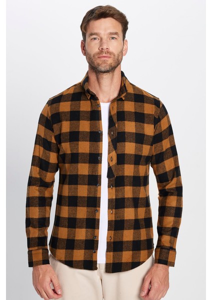 Erkek Slim Fit Dar Kesim Oduncu Düğmeli Yaka Kareli Kışlık Gömlek fiyatları