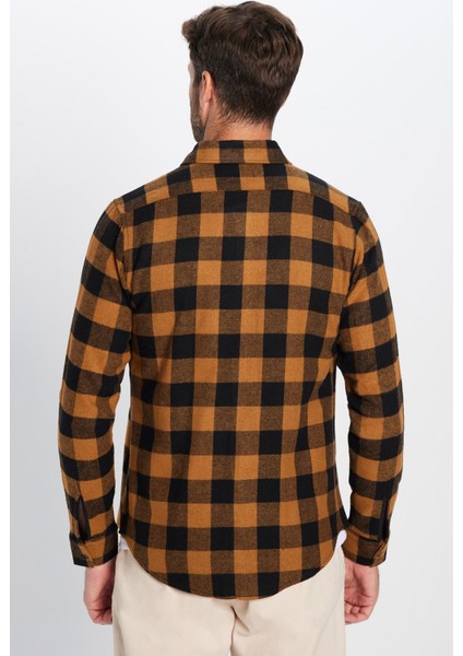 Erkek Slim Fit Dar Kesim Oduncu Düğmeli Yaka Kareli Kışlık Gömlek indirimleri
