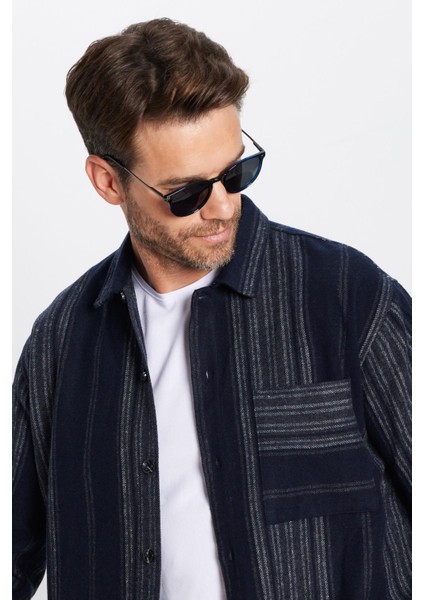 Erkek Relax Fit Rahat Kesim Oduncu Çizgili Tek Cepli Kışlık Gömlek fiyatları