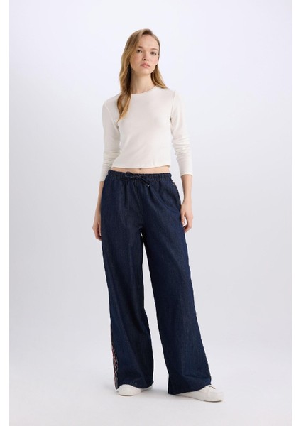 Pull On Wide Leg Yüksek Bel Uzun Jean Pantolon E3871ax25sp