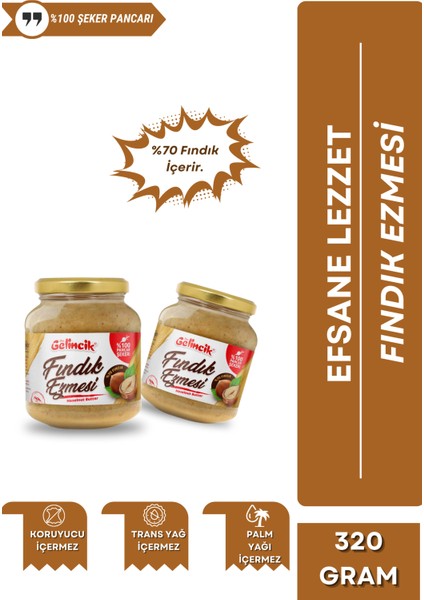 Kahvaltılık Sürülebilir Doğal Katkısız 300GR Özel Üretim Fındık Ezmesi