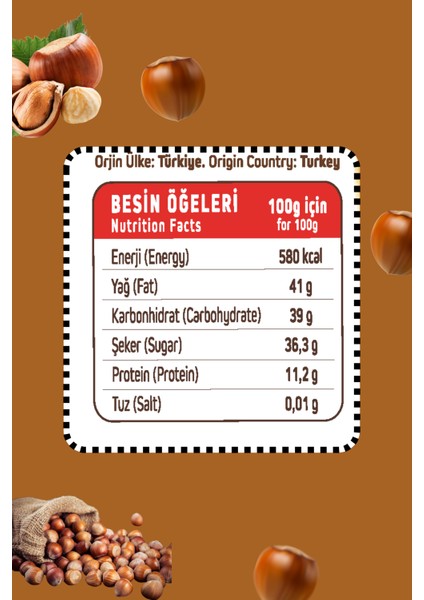 Kahvaltılık Sürülebilir Doğal Katkısız 300GR Özel Üretim Fındık Ezmesi