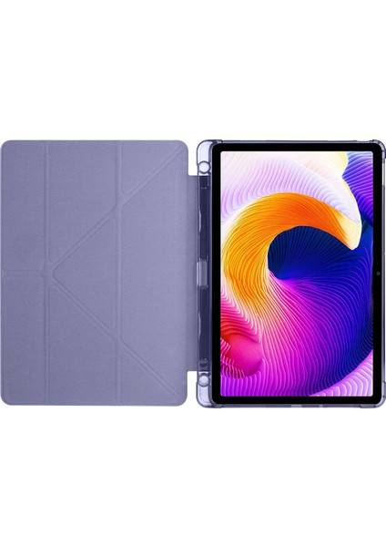 Xiaomi Redmi Pad Se (11INC 2023) Uyumlu Yatay ve Dikey Standlı Antişok Köşe Korumalı Kalemlikli Origami Slikon Kılıf